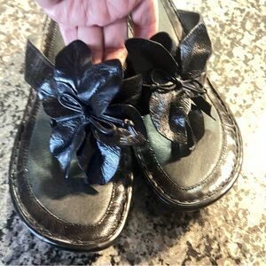 Born Black Leather Mules with Chunky Heel